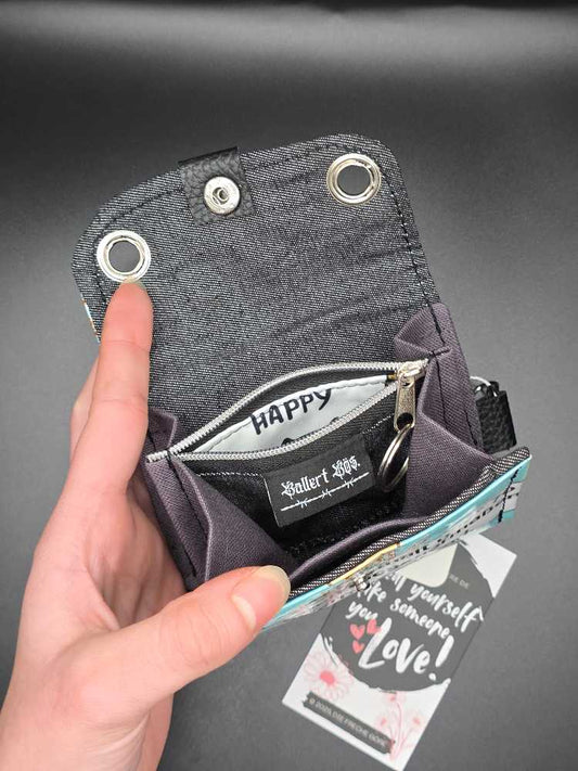 10.6 wallet - upcycled, happy cats