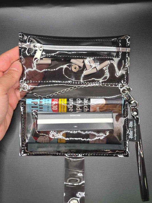 Vinyl Tabaktasche, Transparent, schwarz