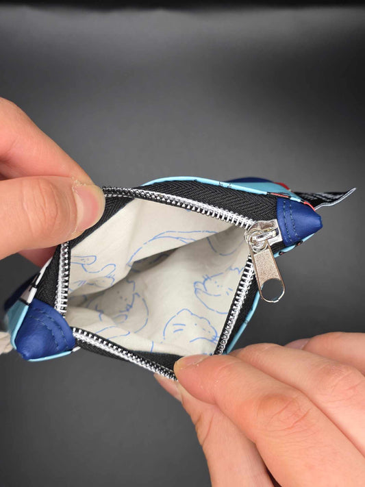 mini zip wallet - Upcycled, blau