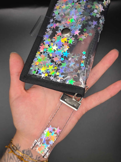 Vinyl Tabaktasche, Transparent, Fidget-Edition "Sterne"