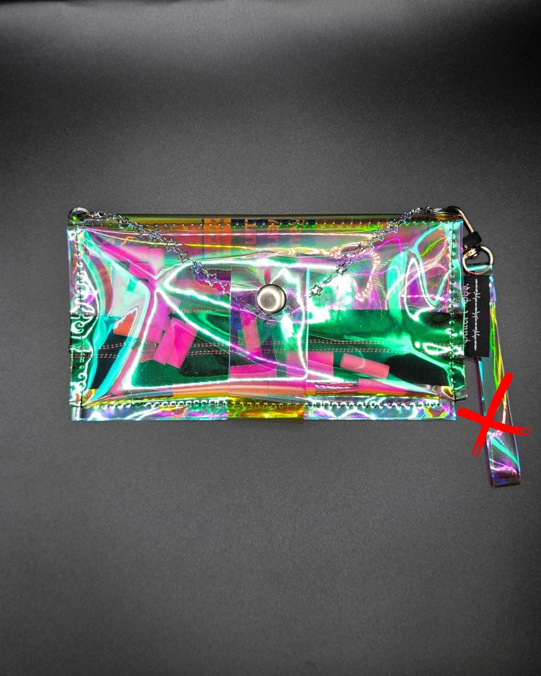 Vinyl Tabaktasche, Transparent, rainbow