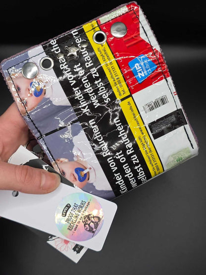 9.4 wallet, upcycled, b&amp;w cats