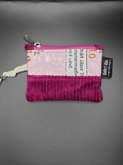mini zip wallet - Upcycled, rosa