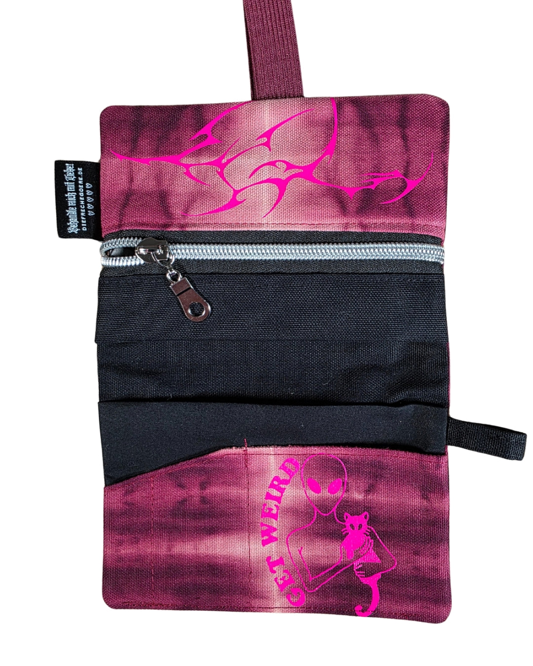 Batik „Tribals" Tabaktasche Bordeaux mit reflecteffect und neon
