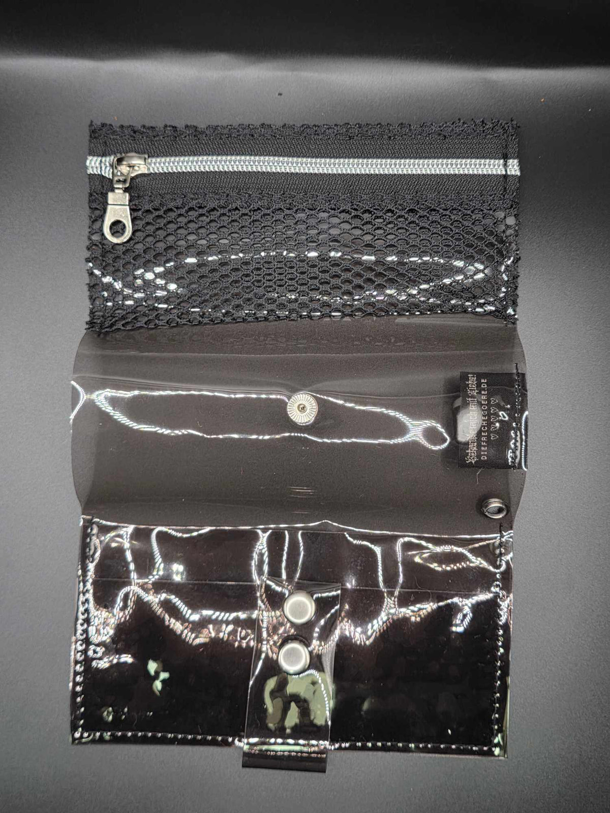 Vinyl Tabaktasche, Transparent, schwarz