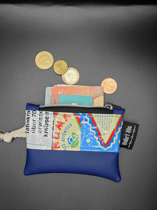 mini zip wallet - Upcycled, blau 2