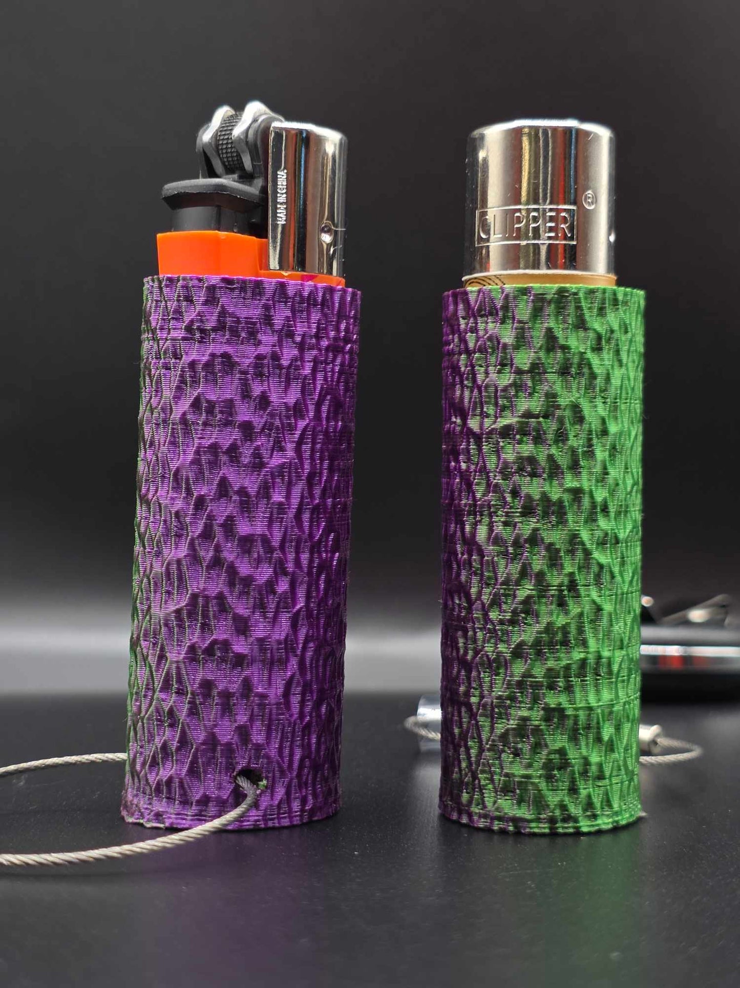 Trippy 3D Feuerzeug, ripples, grün-lila