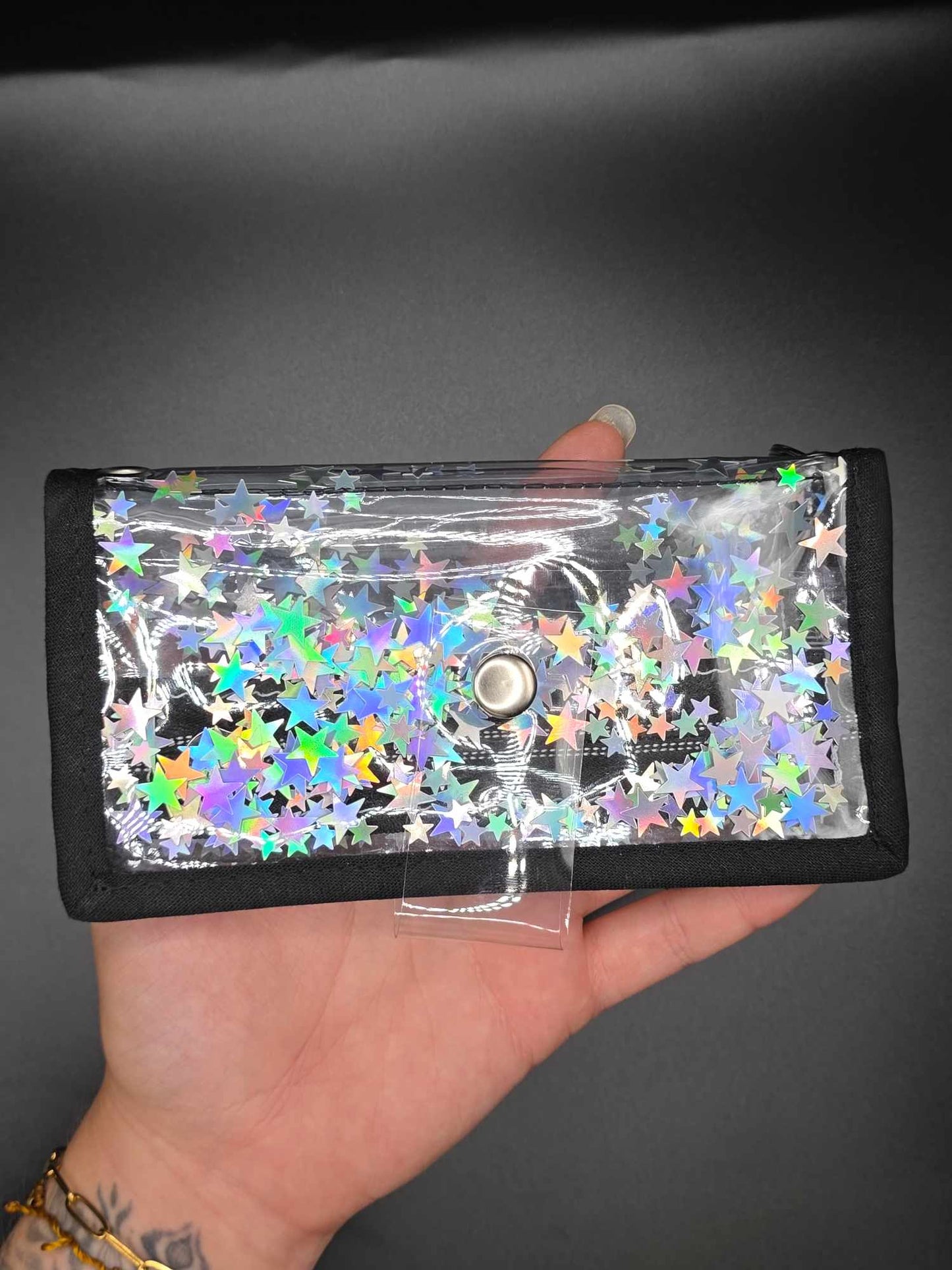 Vinyl Tabaktasche, Transparent, Fidget-Edition "Sterne"
