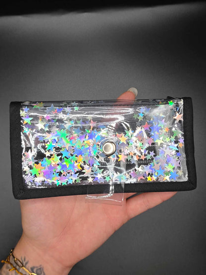 Vinyl Tabaktasche, Transparent, Fidget-Edition "Sterne"