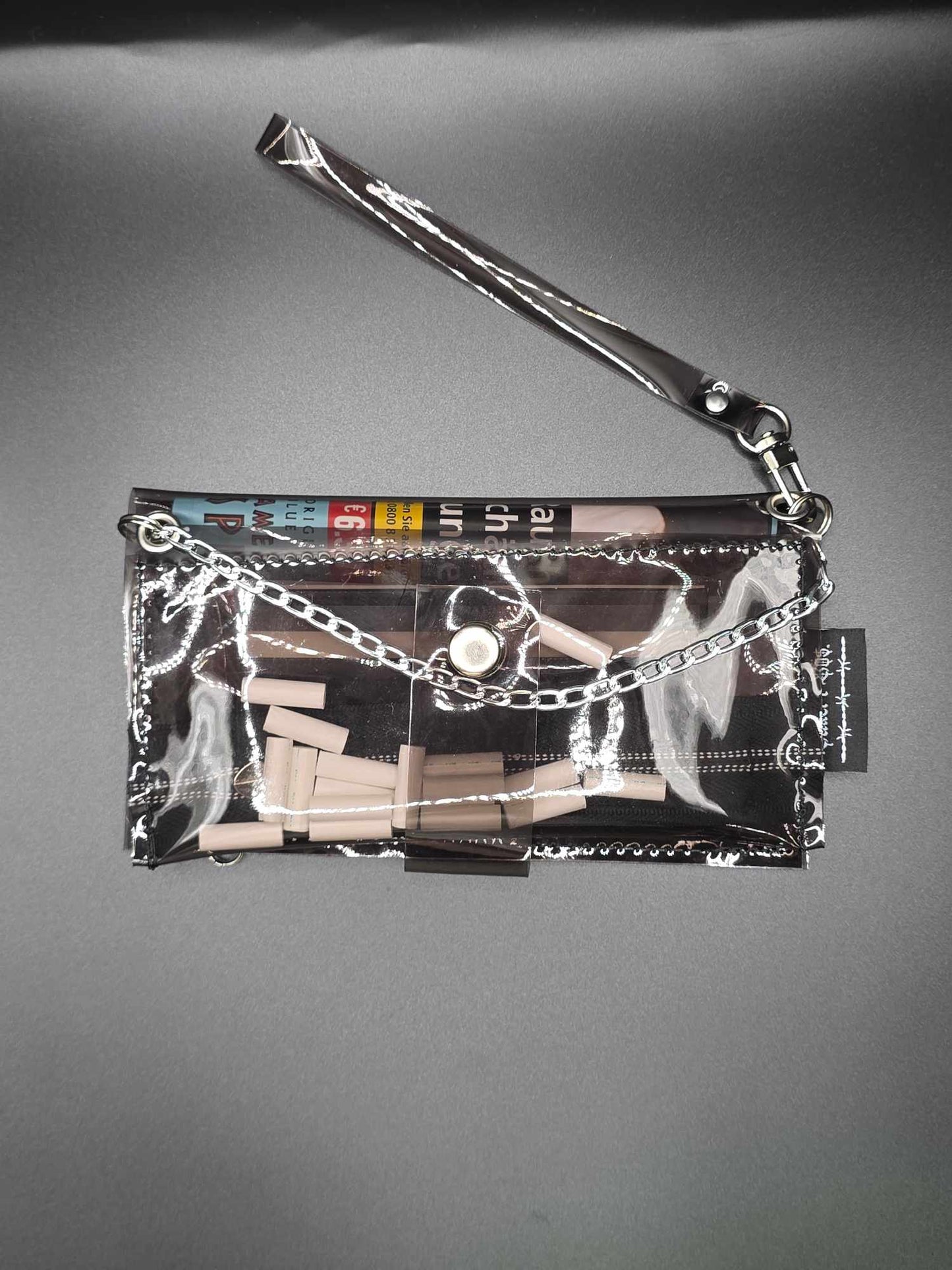 Vinyl Tabaktasche, Transparent, schwarz