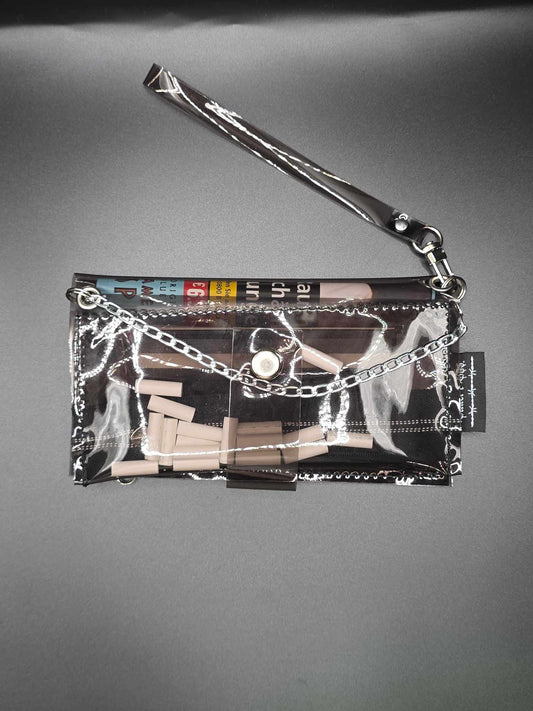 Vinyl Tabaktasche, Transparent, schwarz