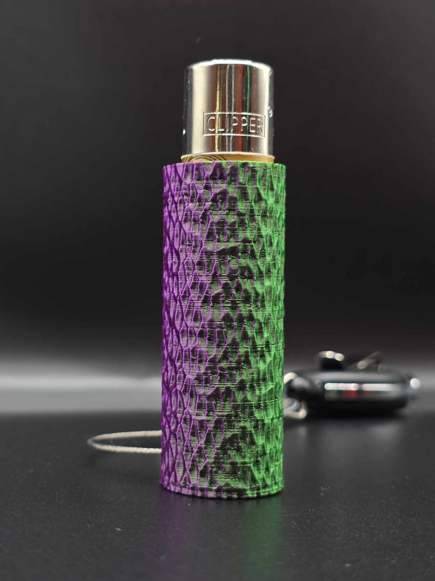 Trippy 3D Feuerzeug, ripples, grün-lila