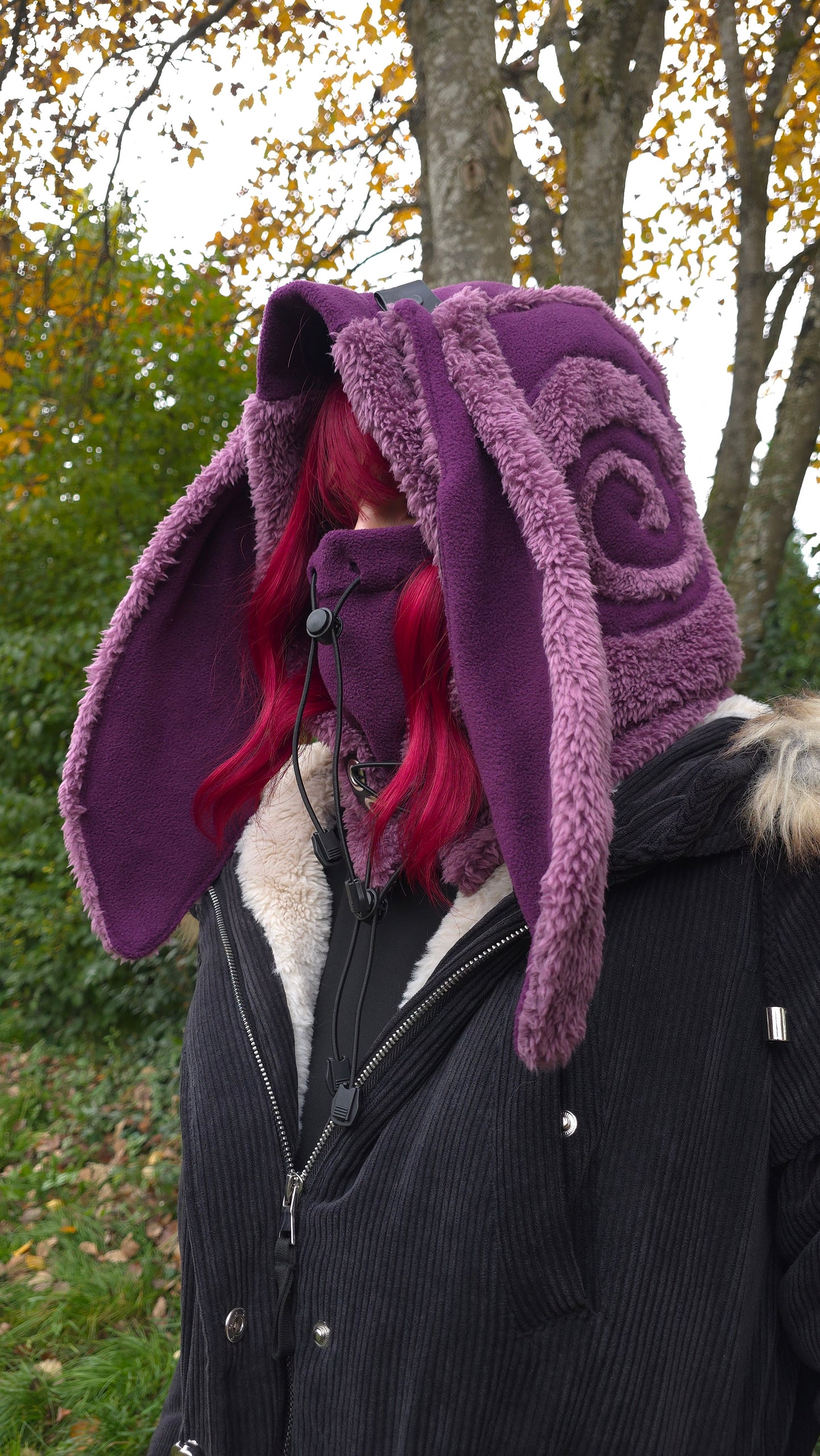 1.2 Bunny Balaclava, hidden ear pockets, mauve