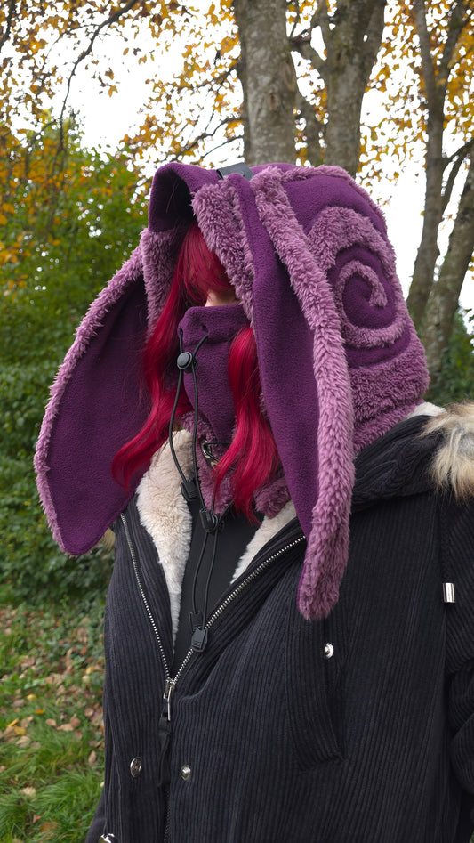1.2 Bunny Balaclava, hidden ear pockets, mauve