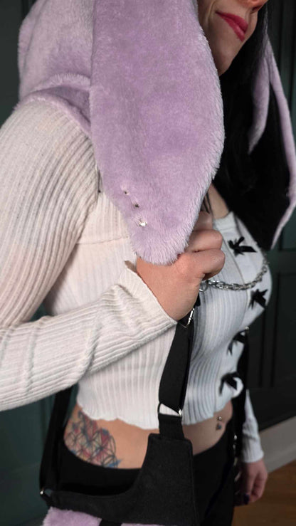 AB1.3 Pierced Bunny Holster Bag, lilac/black reversible Hood