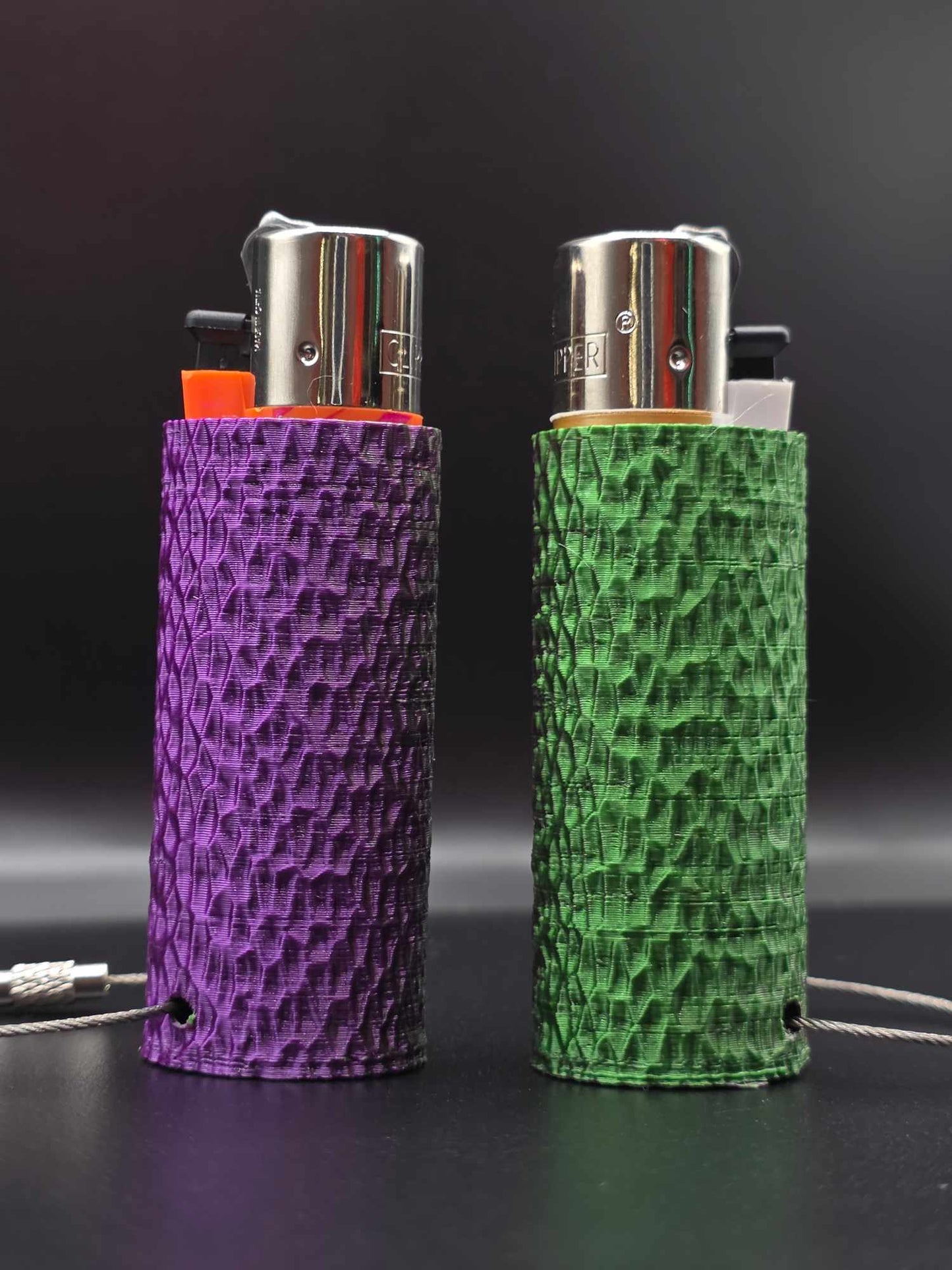 Trippy 3D Feuerzeug, ripples, grün-lila