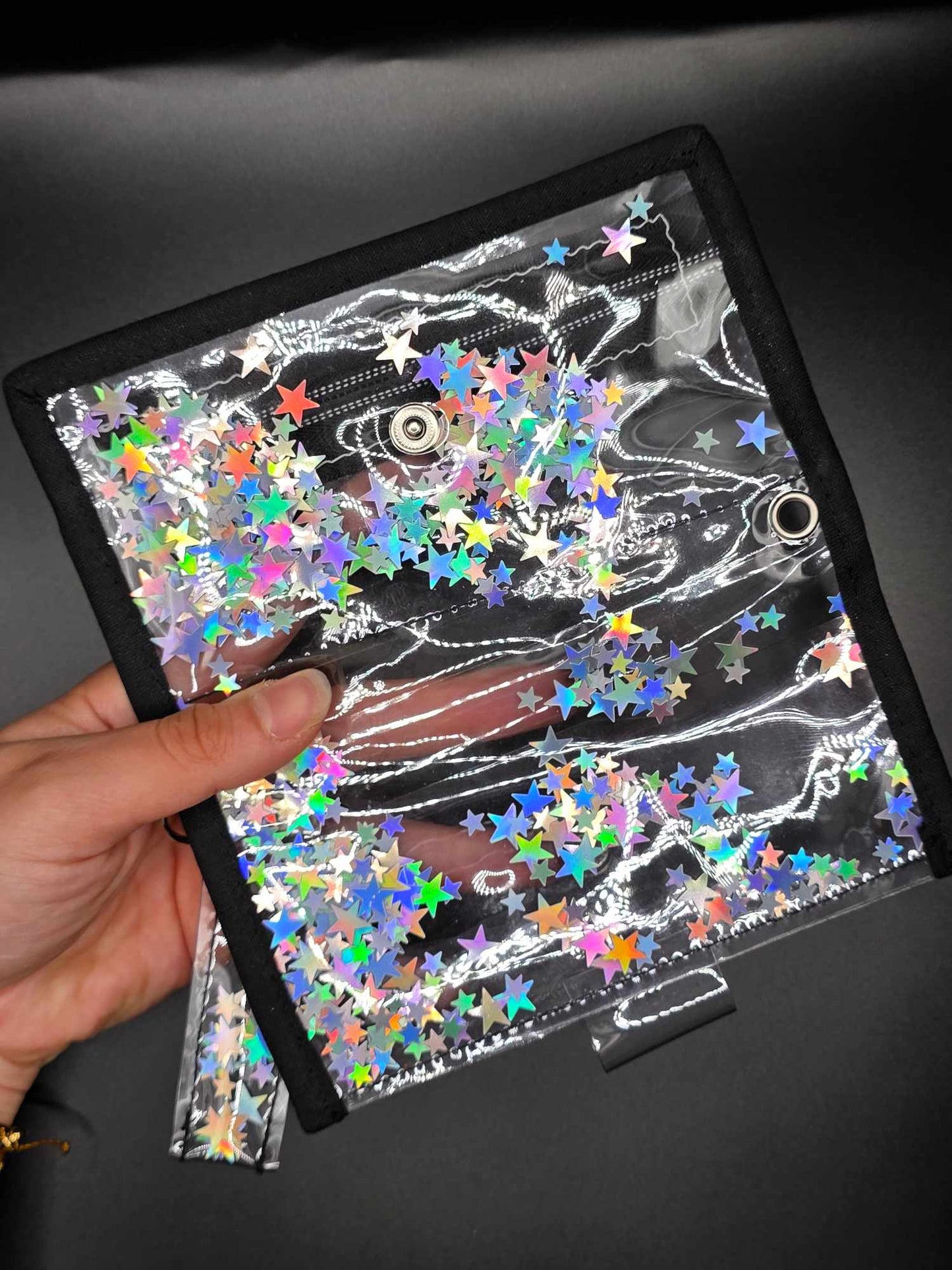 Vinyl Tabaktasche, Transparent, Fidget-Edition "Sterne"
