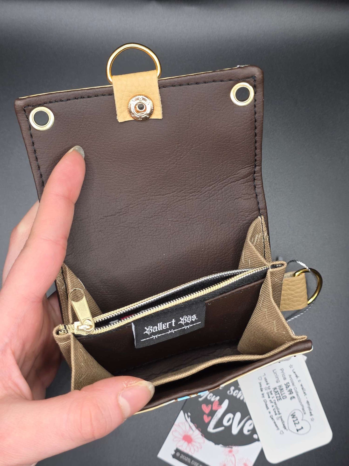 W12.1 wallet - upcycled, Hallo Katze