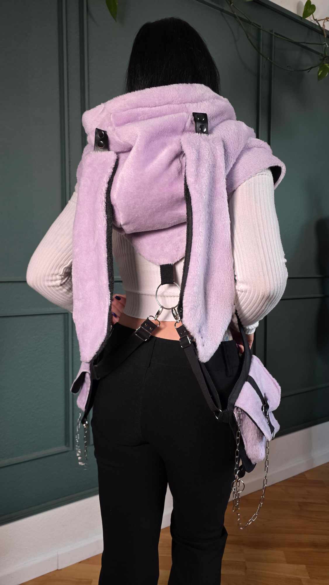 AB1.3 Pierced Bunny Holster Bag, lilac/black reversible Hood