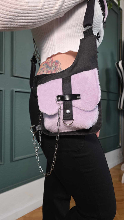 AB1.3 Pierced Bunny Holster Bag, lilac/black reversible Hood