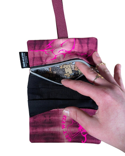 Batik „Tribals" Tabaktasche Bordeaux mit reflecteffect und neon