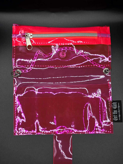 Vinyl Tabaktasche, Transparent, pink
