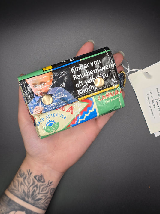 6.16 upcycling wallet - BLUE FLOWERS