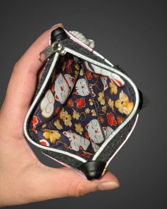 mini zip wallet - Upcycled, rosa/schwarz