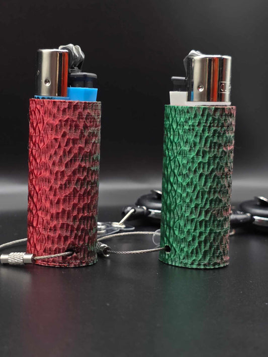 Trippy 3D Feuerzeug, ripples, grün-rot