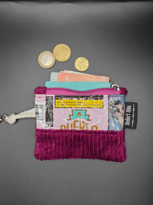 mini zip wallet - Upcycled, rosa