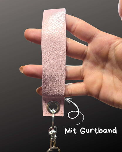 Snake Zip Wallet, pink with wristband