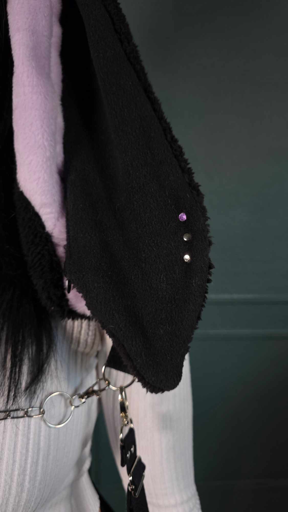 AB1.3 Pierced Bunny Holster Bag, lilac/black reversible Hood