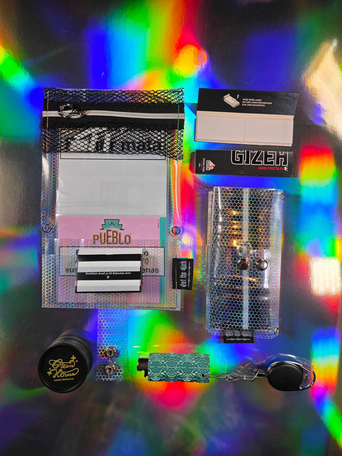 Jelly Tabakbeutel, Transparent, Hexa Holographic