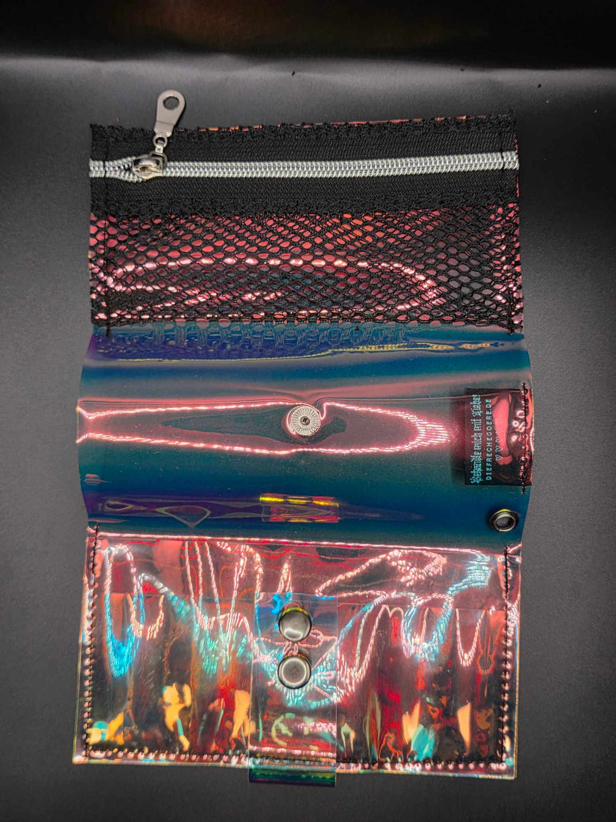 Vinyl Tabaktasche, Transparent, rainbow-schwarz