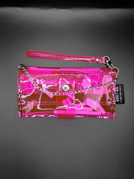 Vinyl Tabaktasche, Transparent, pink