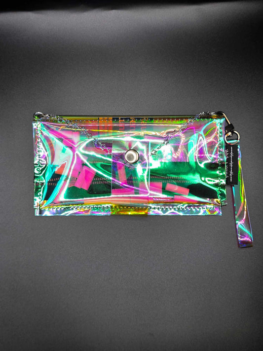 Vinyl Tabaktasche, Transparent, regenbogen-rosa