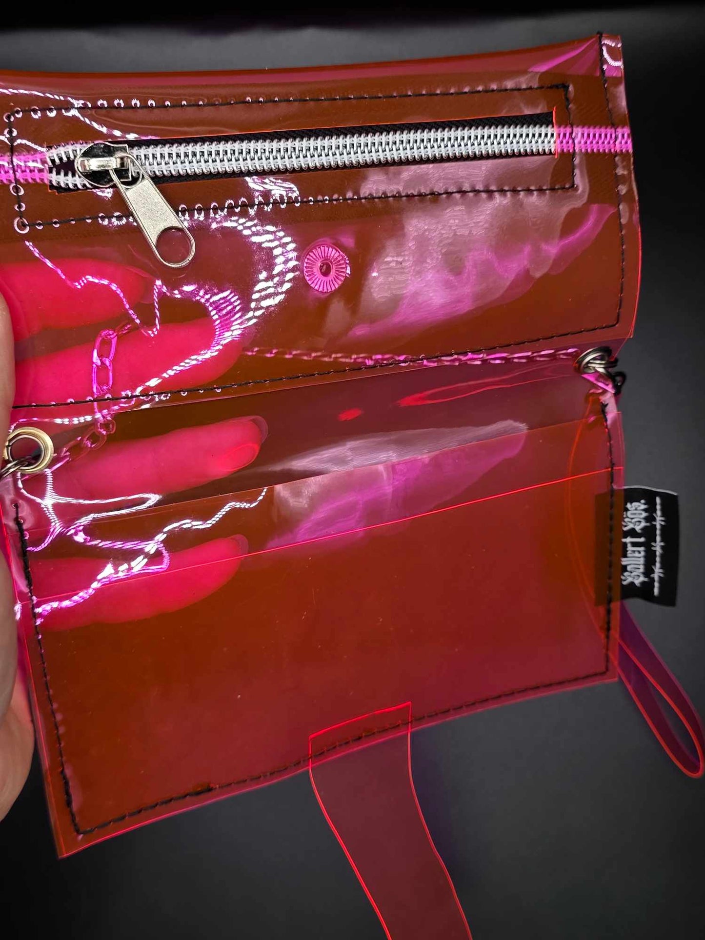 Vinyl Tabaktasche, Transparent, pink