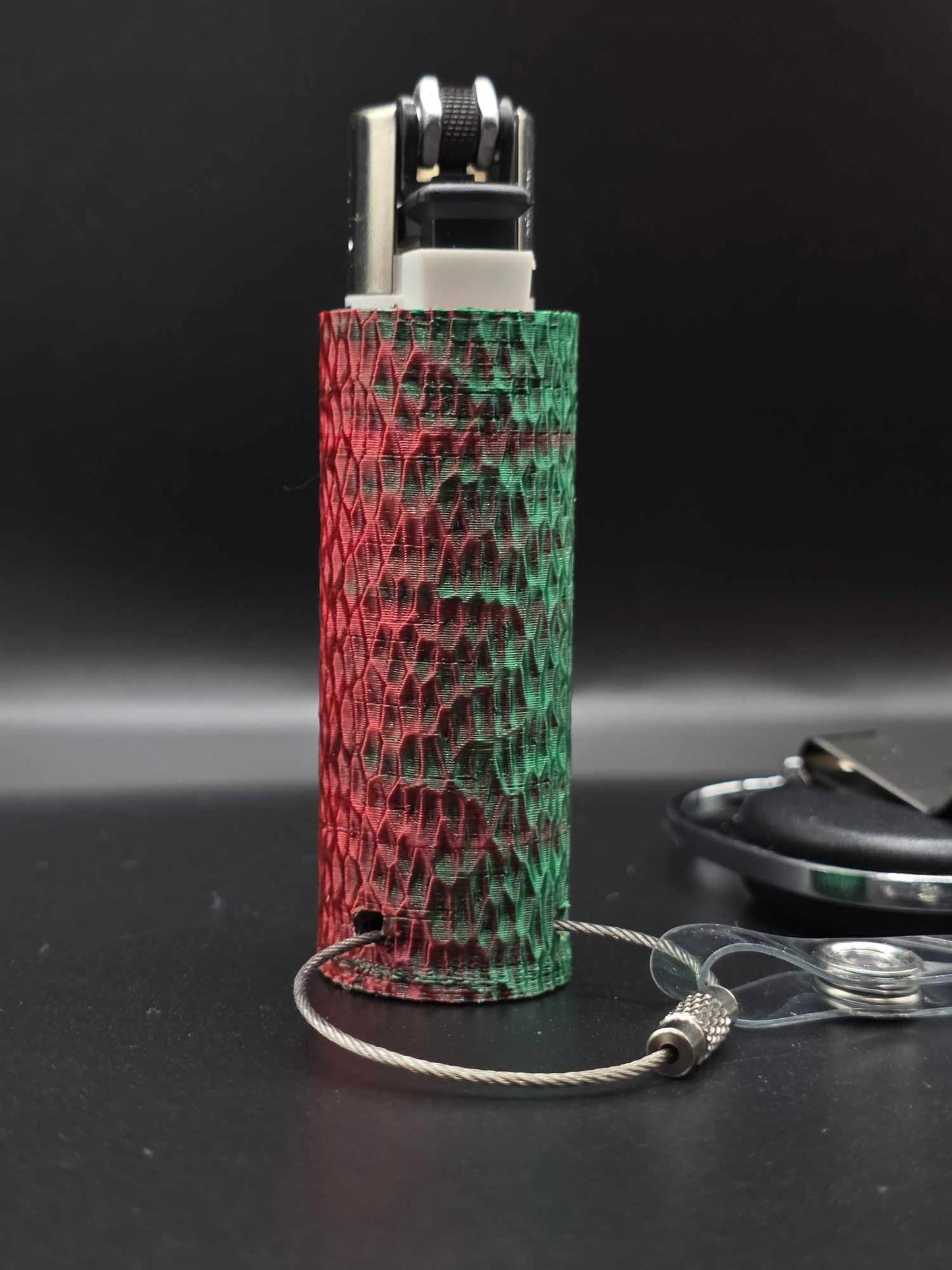 Trippy 3D Feuerzeug, ripples, grün-rot