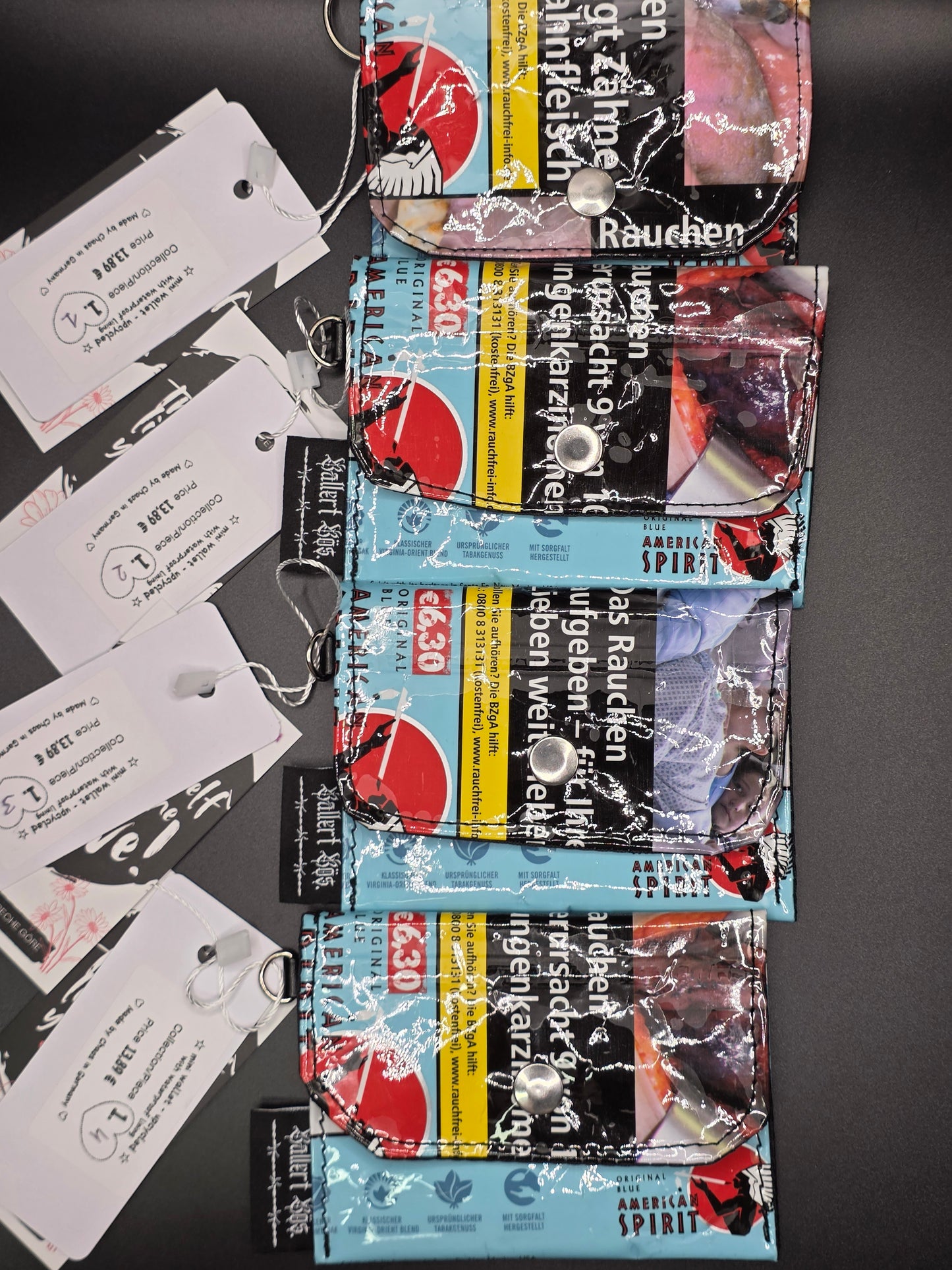 mini wallets, blue - Upcycled