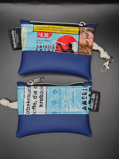 mini zip wallet - Upcycled, blau