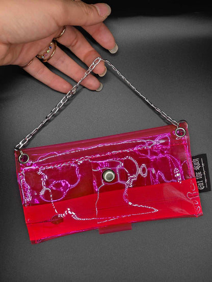 Vinyl Tabaktasche, Transparent, pink