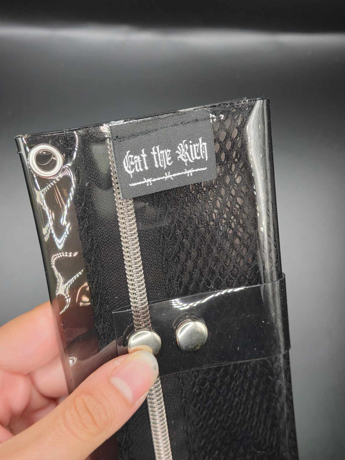 Vinyl Tabaktasche, Transparent, schwarz