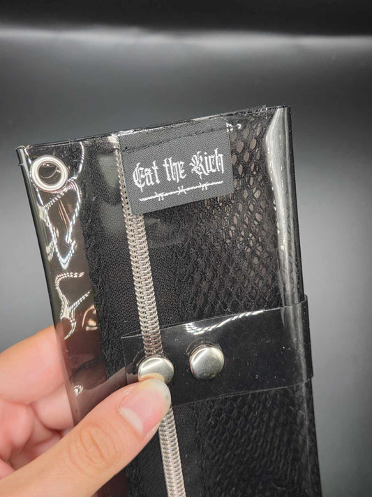 Vinyl Tabaktasche, Transparent, schwarz