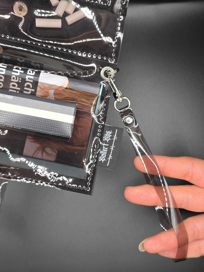 Vinyl Tabaktasche, Transparent, schwarz