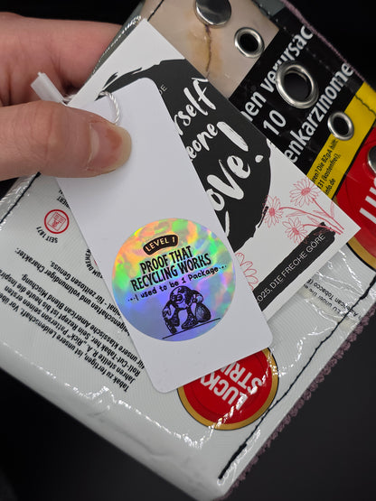 9.3 wallet, upcycled, white cats