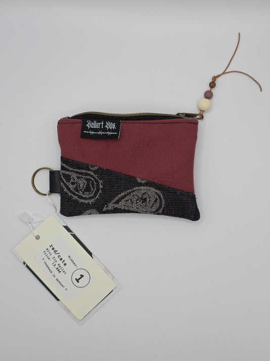 Mini Zip Wallet - Red - Cats & Dogs