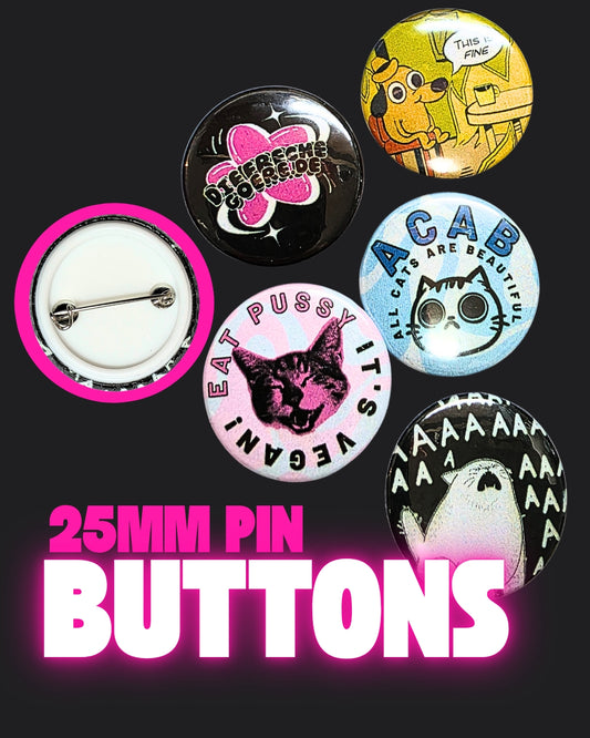 Pin buttons, 25 mm