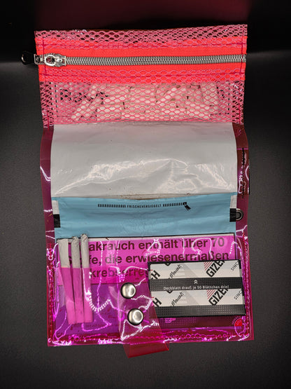 Vinyl Tabaktasche, Transparent, pink