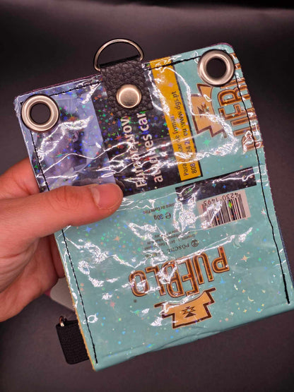 W17.7 wallet - upcycled, cats ✨️holo stars✨️
