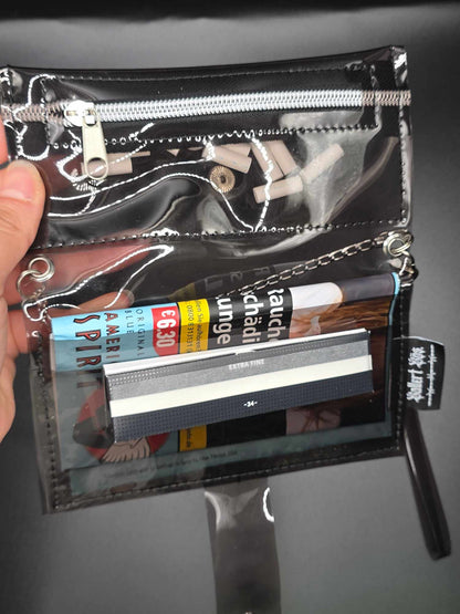 Vinyl Tabaktasche, Transparent, schwarz